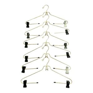Six-Piece Metal Clothes Hanger Set with Clips – Gold Finish
